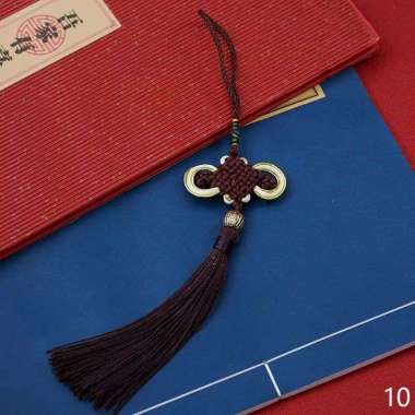Gantungan Tasel Klasik Rumbai Tasel Imlek Norigae Hanbok Simpul Emas Coklat