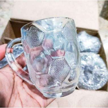 Gelas Gagang Bola Cangkir Kopi Bola 6 Pcs Cangkir Kaca Motif Bola