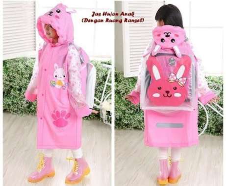 Jas hujan anak / jas hujan animal - 229 M Merah Muda