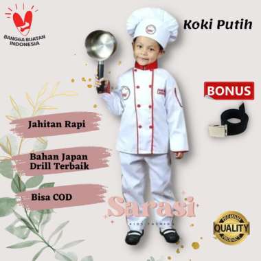 BAJU KOKI CHEF ANAK KOSTUM KOKI CHEF ANAK ANAK PAKAIAN PROFESI ANAK - No 2 (4-5 Th)