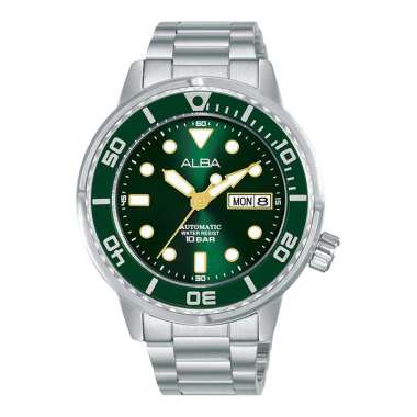 Jam Tangan Pria Alba Active AL4243X1 Automatic Man Green Dial Stainless Steel Strap