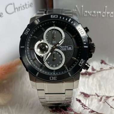 Original 100%!! Alexandre Christie Pria AC 6473 / AC6473 Silver Black Garansi Resmi 1 tahun