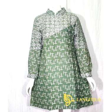 AURORA TUNIK BATIK GARUTAN CAP HANDMADE | ATASAN BAJU KERJA BATIK FORMAL L Sage 1
