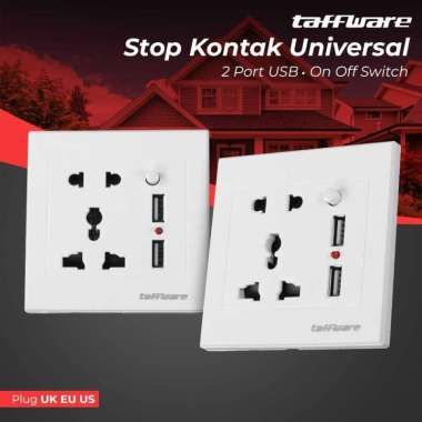 Stop Kontak Universal UK EU US 2 Port USB On Off Switch LC-19 T Colokan Listrik Staker Gepeng Seteke