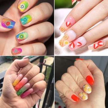 Nail Art Hiasan Kuku Motif Buah 1000 PCS Tips Filler Slime Fruit