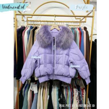 GST Coat winter wanita NAGITTA 90% goose down with FOX neck fur jaket bulu angsa cewek hangat musim 