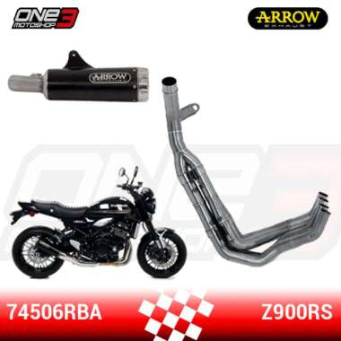 Knalpot Arrow Rebel Dark Silencer with Aluminium End Cap Kawasaki Z900RS ‘17 - ‘20 Fullset