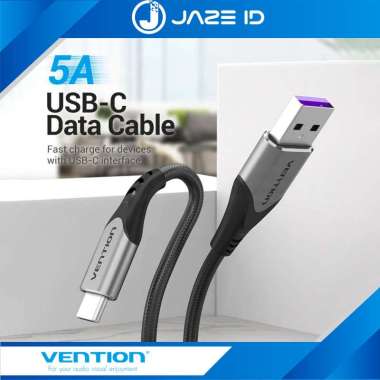 Vention Kabel Data USB Braided Type C 5A Fast Quick Charge Pendek Powerbank 25cm 50cm 25CM PVC