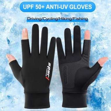 Sarung Tangan Motor Tebal Sepeda Pria Wanita Ice Silk Gloves Anti Slip Hitam