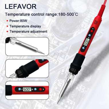 LEFAVOR Solder Elektrik Adjustable Temperature Soldering 80W LF-801 Alat Lash Lift Solder Besar Gaga