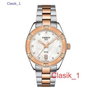 Original 100%!! Jam Tangan Wanita TISSOT T101.910.22.116.00 PR 100 SPORT CHIC TWO-TONE Swiss Made Ga
