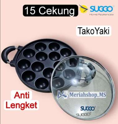 Cetakan Kue Takoyaki 15 Lubang Cekung/Cembung ORI SUGGO Anti Lengket Cetakan loyang plus penutup KAC