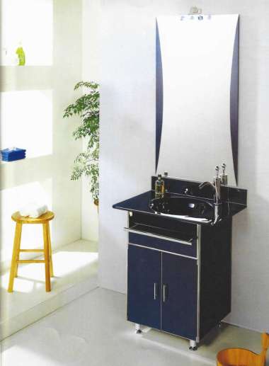 Wastafel Kabinet Black Kaca Full Set Hitam F078