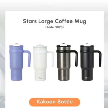 Botol Minum Sedotan / Stars Large Coffee Mug Vacuum Flask Stainleas 900ML / Tumbler Handle / Vacuum 