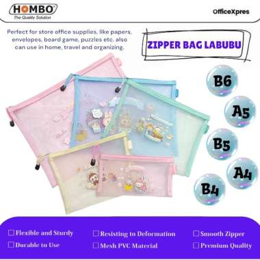 Map Zipper Sleting Jaring / Ziper Bag Nylon Mesh / Map Sleting / Zipper Bag LABUBU A6, A5, B5, A4, B