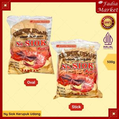 Nyonya Ny Siok Kerupuk Krupuk Udang Mentah Oval Lebar Stick 500g Stick Panjang