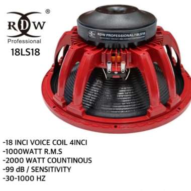 SPEAKER KOMPONEN 18 INCH RDW 18LS18 MAGNET CEMBUNG