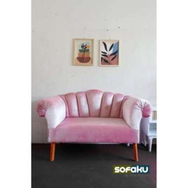 CROWN Sofaku Mewah Kursi Sandaran Empuk Mewah Sofa Salon Nail Art - Sofa Kerang PROMO Bahan Suede Fl