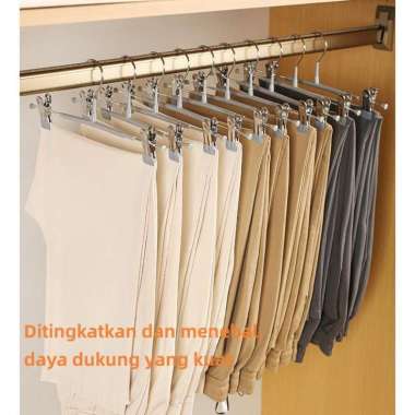 Hanger Kayu Jepit Natural | Hanger Kayu Celana / Gantungan Baju Jepit Dan Celana Jepit Besi Kawat