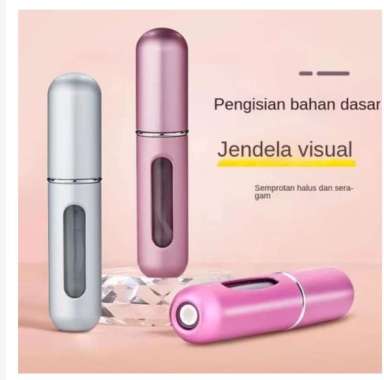 Botol Parfum Mini Portabel 5Ml/Botol Pengeluar Parfum Botol Semprot Aluminium Isi Ulang Silver