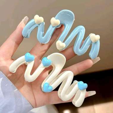 Jedai 10,5cm Wave Love Gelombang Zigzag Jepitan Rambut Jepit Badai Jumbo Besar Heart Cinta Hati Fash