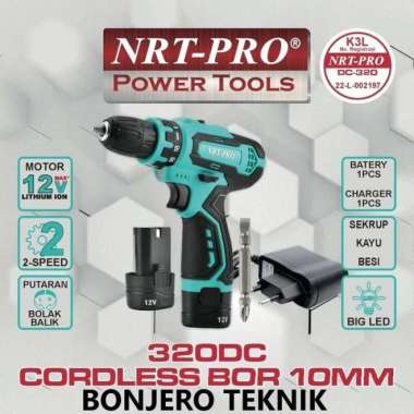 Bor Baterai NRT-PRO 320DCT 12V 10mm Cordless Drill DC 320 Charge Cas
