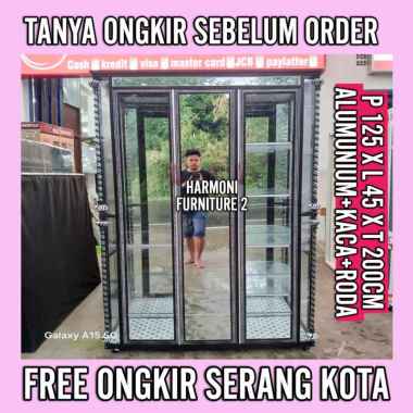 LEMARI PAKAIAN ALUMUNIUM GANTUNG GAMIS + RAK FREE ONGKIR SERANG KOTA