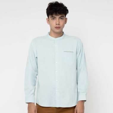 M231 Kemeja Pria Koko Shanghai Polos Oxford Panjang Mint 1552C Dewasa-L