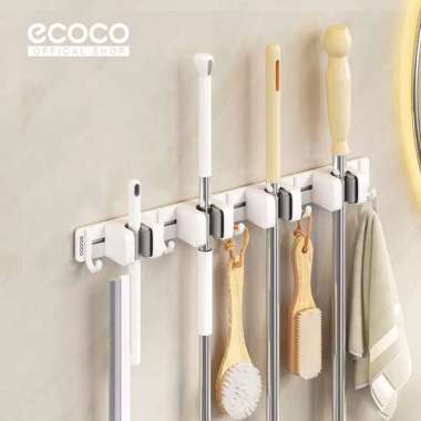 ECOCO Continuous Mop Holder Aluminium - Holder Gantungan Dinding Penjepit Sapu Pel Payung Sikat Mult