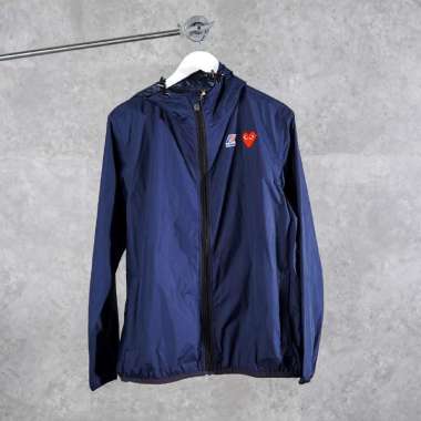 Jaket CDG PLAY HEART RED X KWAY NAVY ZIP TRACK JACKET 100% ORIGINAL L