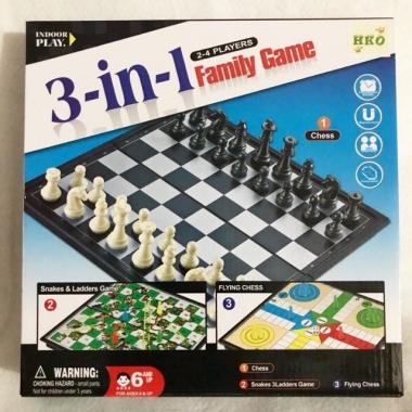 FAMILY GAME 3 IN 1 - CATUR ULAR TANGGA LUDO - MAINAN EDUKAS