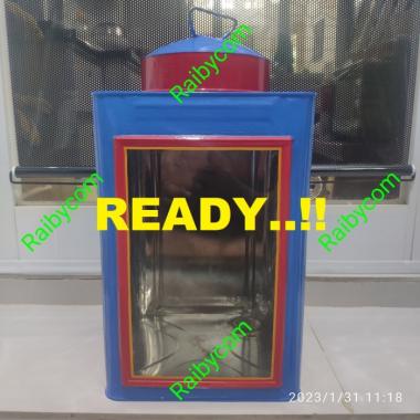 Kaleng Kerupuk Jadul Warung Blek Toples Kaca Krupuk Putih Besar 23x35