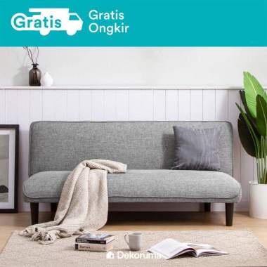 Dekoruma NOBU Sofa Bed Minimalis Kain / Sofabed Ruang Tamu Kain Woven Abu-Abu