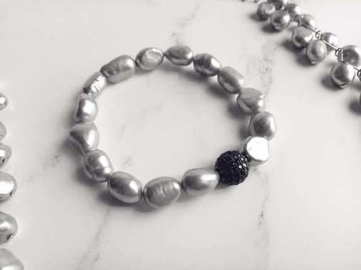 Gelang Mutiara Baroque Asli Berwarna Perak