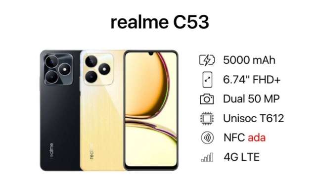 REALME C53 RAM 8/256 GB GARANSI RESMI 1 TAHUNBISA KREDIVO / PAYLATER HITAM