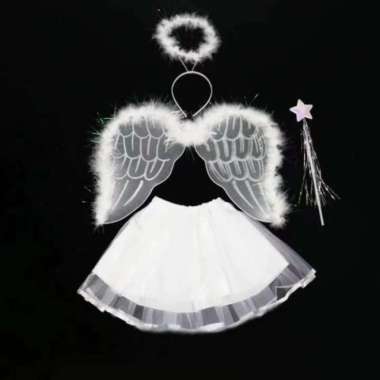 KIDS ANGEL COSTUME SET ANGEL WING HEADBAND 4IN1 SET KOSTUM MALAIKAT - 4 in1 Angel Set