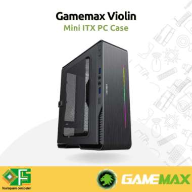 Gamemax Violin Black With ARGB LED Strip + PSU 180 Watt | Casing PC Mini ITX | CPU PC Case Gaming