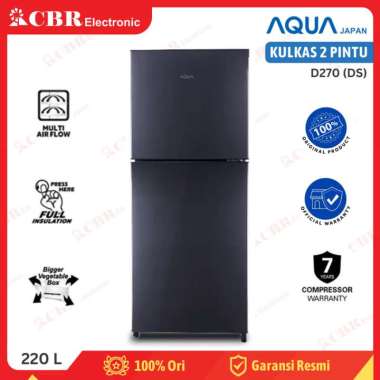 Kulkas Aqua AQR-D270 2 Pintu 220L - Dark Silver