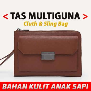 PM018 TAS KECIL PRIA PEDRO CLUTCH SLING BAG ORIGINAL SELEMPANG KULIT ASLI ORI COKLAT BROWN