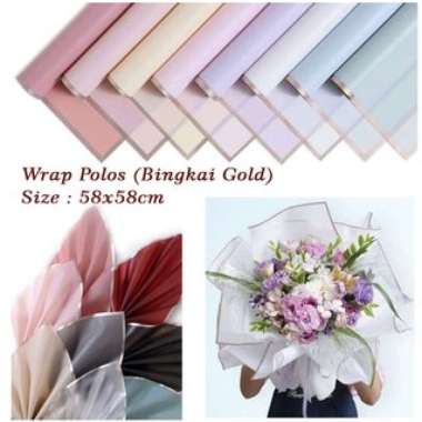 Cellophane Paper Flower Wrapping Kertas Bouquet Buket Bunga List Gold Warna Solid Pink