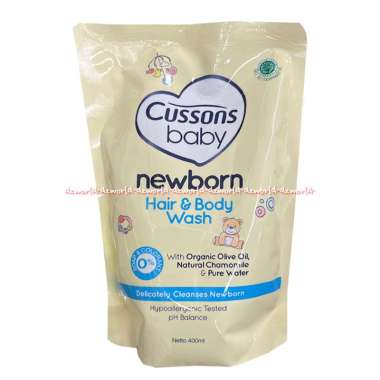 Cussons Baby 400ml Newborn Hair & Body Wash Organic Olive Oil Sabun Shampoo Cair Bayi Anak Kemasan R