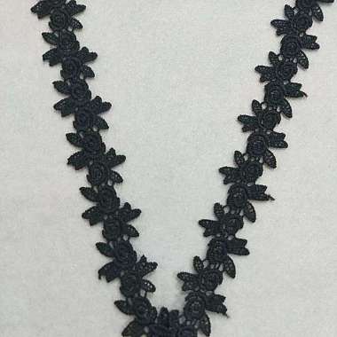 Renda Bordir Bunga Lebar 2cm METERAN Hitam
