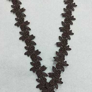 Renda Bordir Bunga Lebar 2cm METERAN Coklat Tua