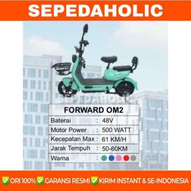 PROMO TERMURAH Sepeda Listrik FORWARD OM2 OM 2 500 Watt Electric E Bike Hijau