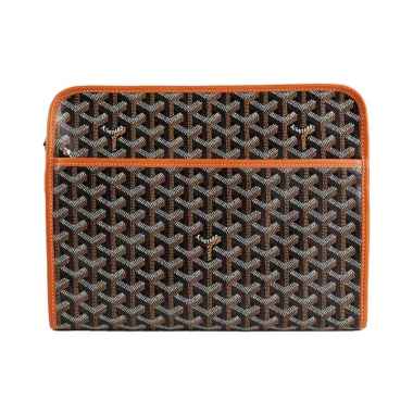 Goyard Trousse Jouvence GM Clutch Bag Black Tan Multi,Brown,Black