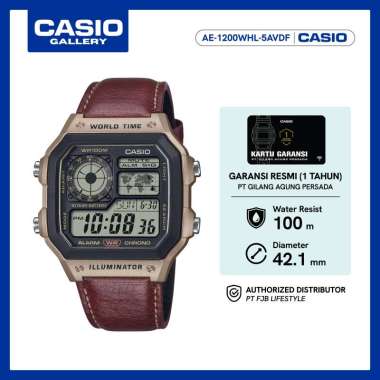 Jam Tangan Pria Casio AE-1200WHL-5AVDF Digital Cokelat Kulit