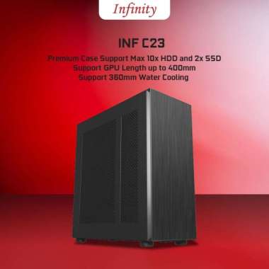 Casing PC Gaming INFINITY C23 ATX PREMIUM CASE - Support 10x HDD - INCLUDE 4 FAN