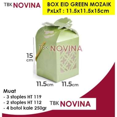 KOTAK KUE LEBARAN / KOTAK KUE IDUL FITRI / BOX KUE KERING / KOTAK STOPLES LEBARAN GREEN MOZAIK (070)