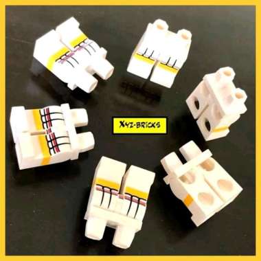 LEGO PARTS 6007952 Leg White - Hip with Red and White Short Skirt and White Shoes Pattern Lower Part