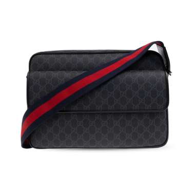 [12.12 Dealcember] Gucci GG Supreme Canvas Messenger Bag Grey Black Black
